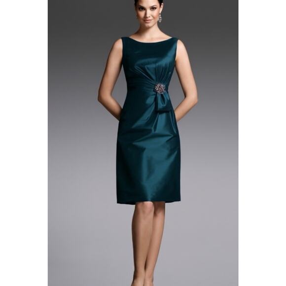 NWT Social Occasions by Mon Cheri Cocktail Dress Sz 14 Teal Mother of the Bride - Picture 1 of 10